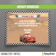 Cars Lightning McQueen 7x5 in. Birthday Party Invitation with FREE editable Thank you Card